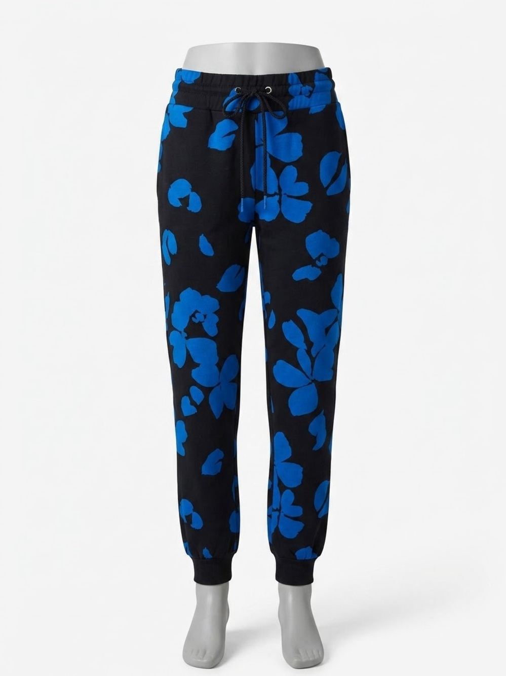 Black & Blue Floral Jogger Pants -